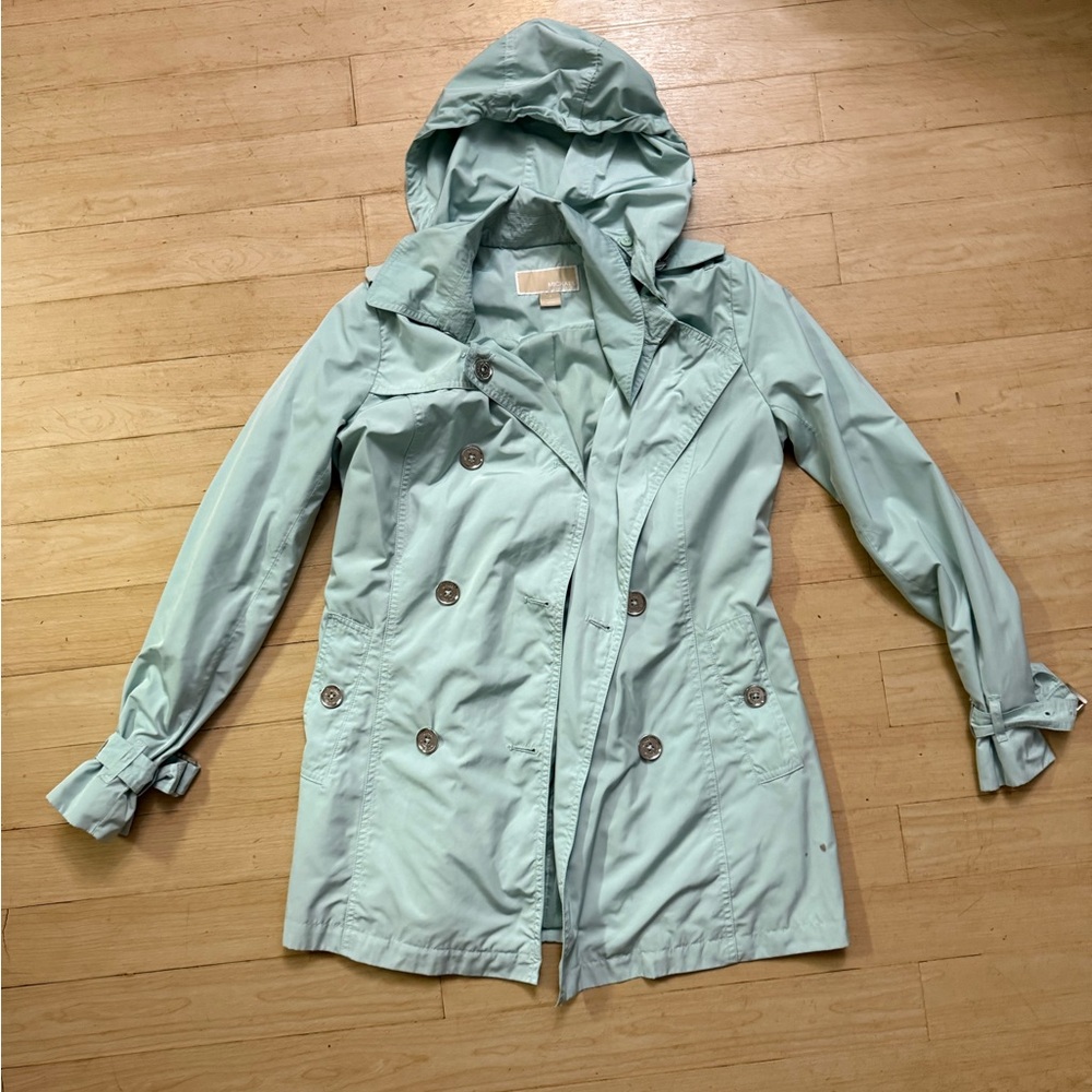 Women's Light Blue Hooded Raincoat